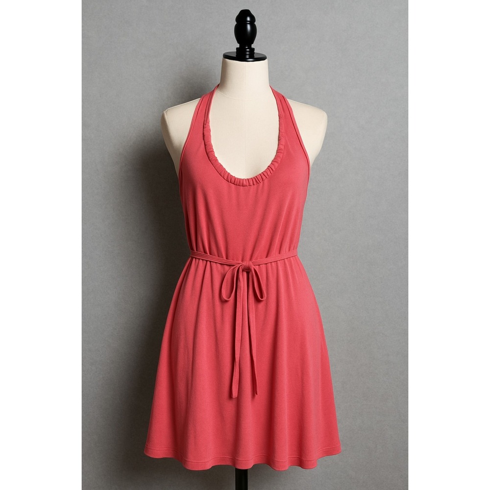 Theory Women Stretch M Halter Neck Sleeveless Blouse Tunic Top Coquette Coastal